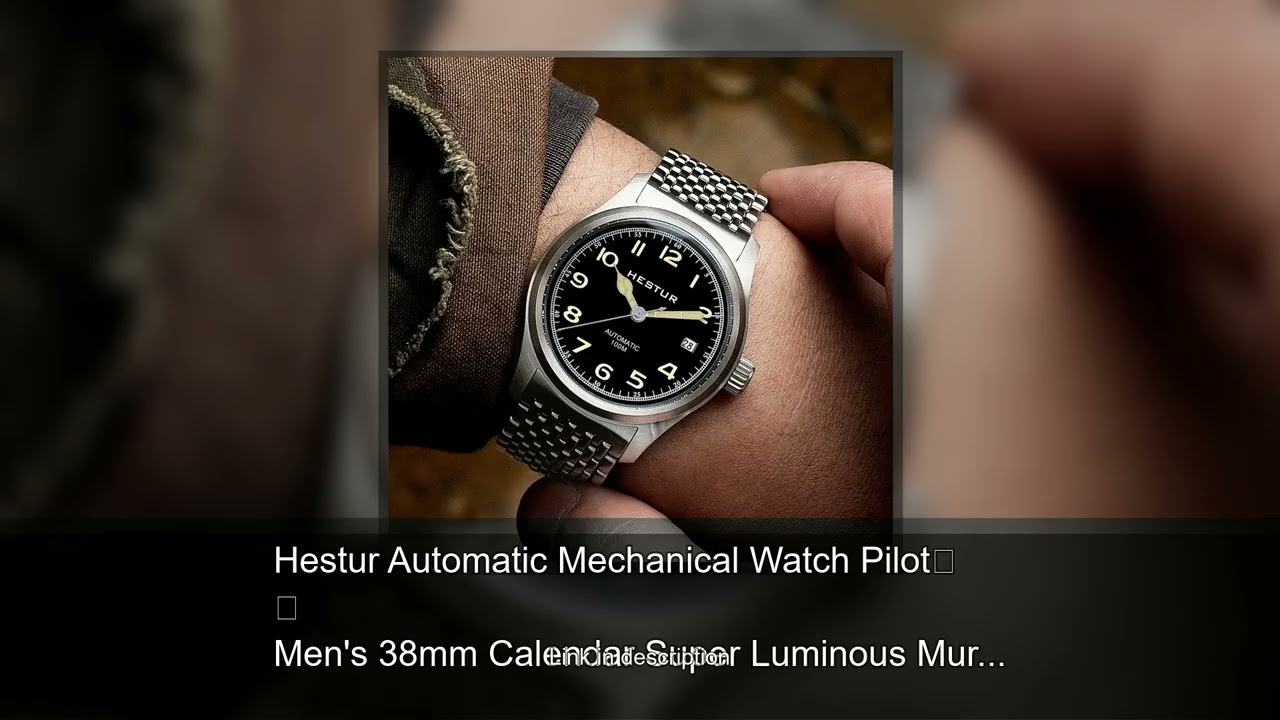 Hestur Automatic Mechanical Watch Pilot Men's 38mm Calendar Super Luminous Murphy reloj hombre