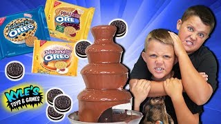 GIANT Chocolate Fountain Battle! Exotic Rare Oreo Cookies! Kids React to Fun Taste Test!