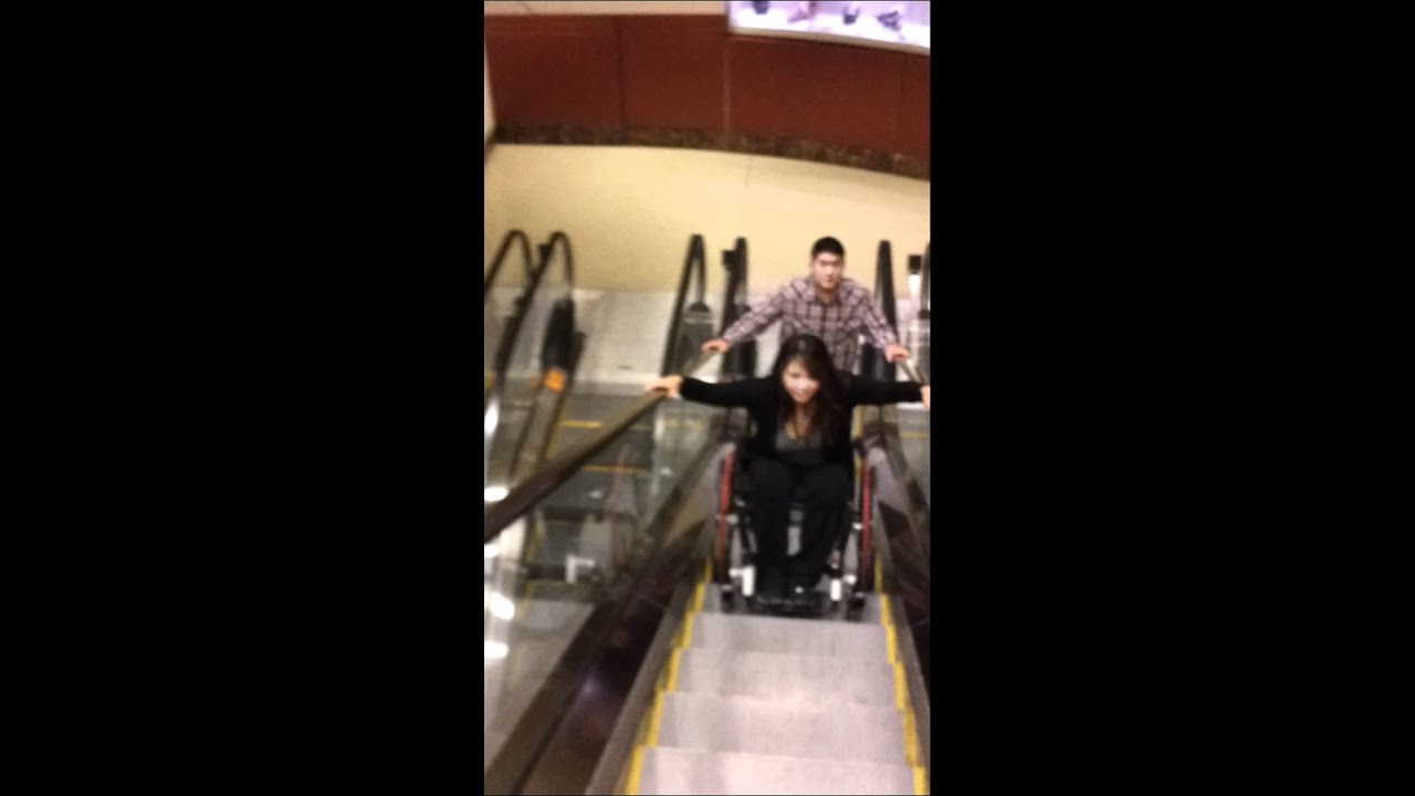 How To Go Up An Escalator In A Wheelchair (Paraplegic) YouTube