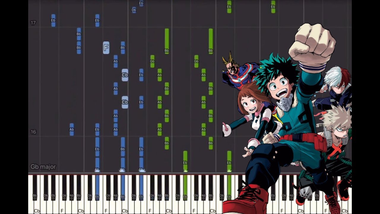 Boku no Hero Academia OP 5 Make My Story: Synthesia Piano Cover!