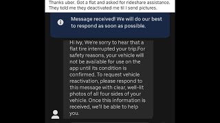 Uber drivers asks 4 roadside assistance over flat tire. Instead she’s deactivated.How to fight back