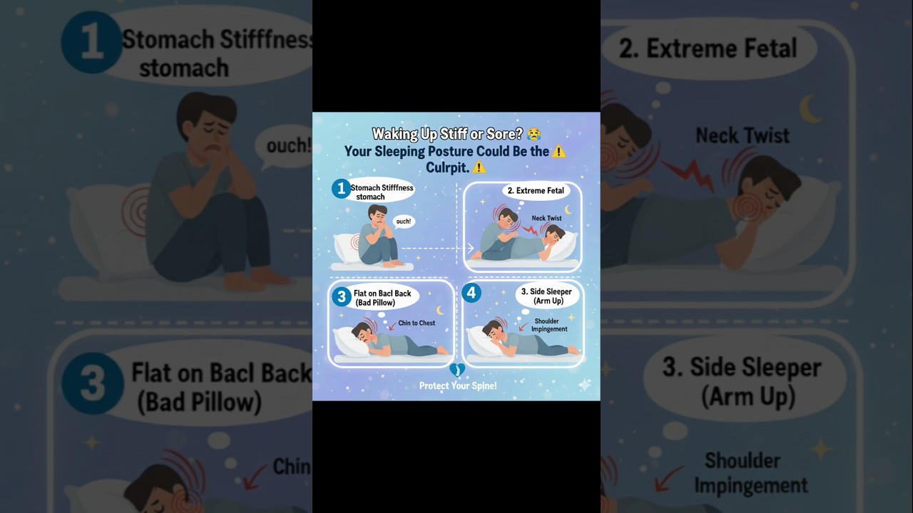😴💥 Your sleeping position could be the reason behind your neck & back pain! 