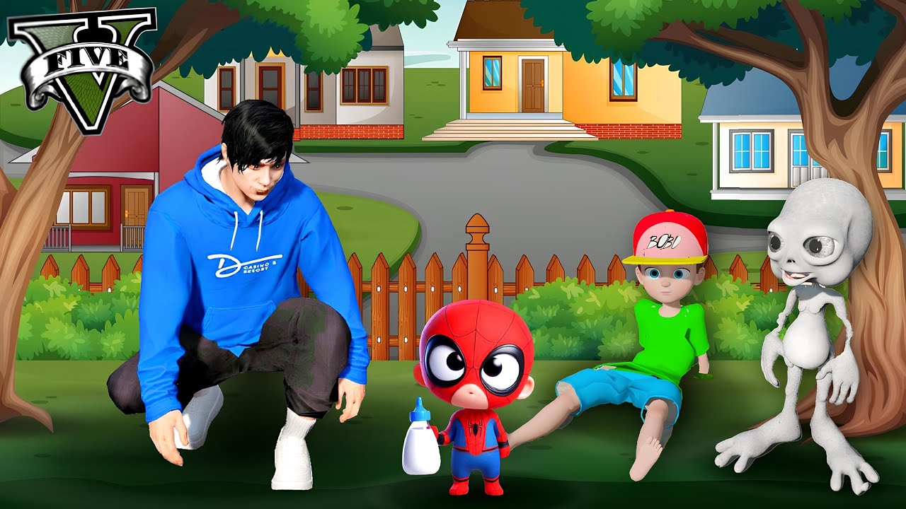 ကျွန်တော်တို့ Spider Baby လေးကို မွေးစားခဲ့တယ် | I adopted Baby Spidey in GTA V | SMART On Live