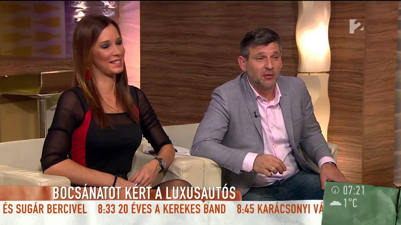 Demcsak Zsuzsa - TV2 Mokka HD - 06.11.2015 - Nyloned Dark Minidress, Nylons & Heels