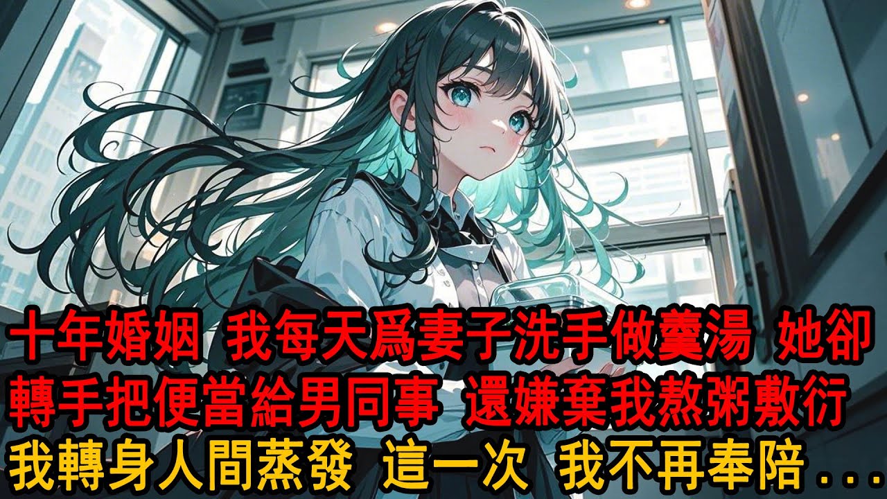 我每天早起做的養胃便當，被妻子轉手送給男同事。柳如煙輕聲叮囑他別蘸湯汁對胃不好，轉頭卻嫌我熬粥太敷衍：你在家也是閒着，這點事都幹不好？我平靜轉身，決定不再伺候她，回家找不到我，她終於慌了