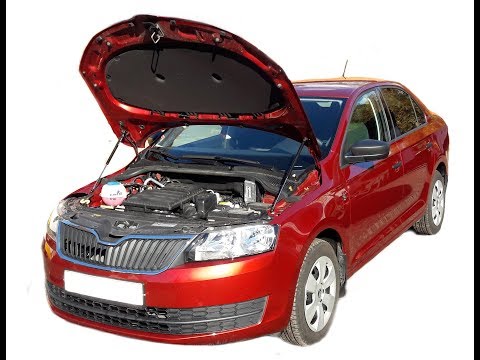 Установка газового упора  капота для Skoda Rapid