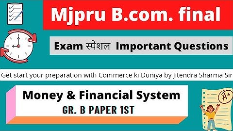 Money and financial System  important questions for exam #mjpruexam