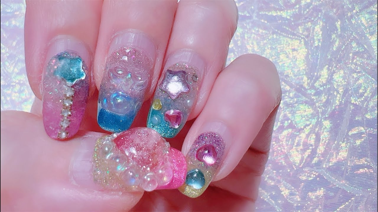 マイネイル左手新しくします♡【親指はPREGELノンサンディングフィルのオンオフ・他4本はシャイニージェルのパワーベースゼオ・WSPTネオンマグ♡】