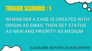 Trigger Scenario 1: Whenever a case is created with origin as email then set status as new ...