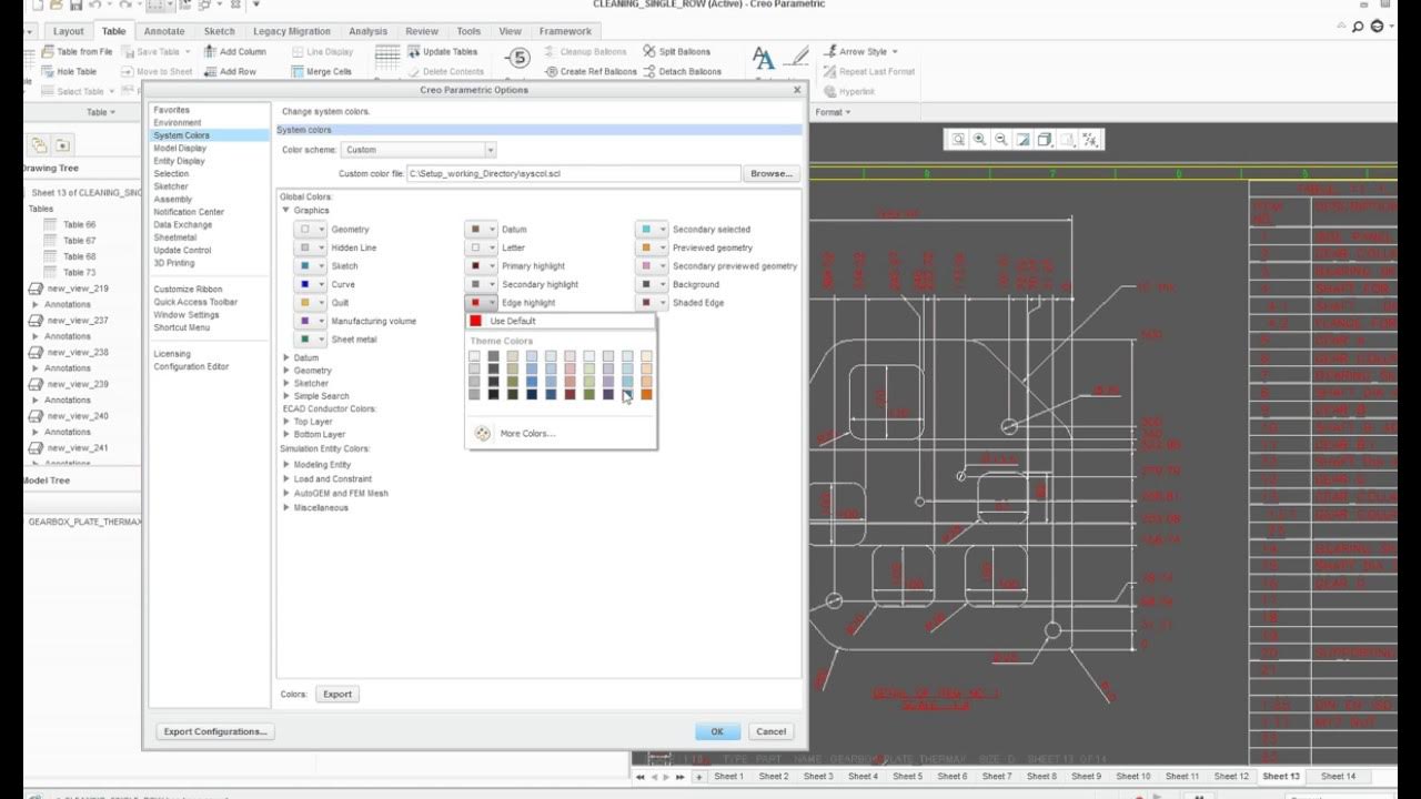 Creo Parametric Tutorial How to change Dimension line and Text color