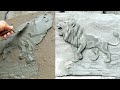 DIY lion stand cement relief, superb craft (Đắp phù điêu sư tử xi măng)