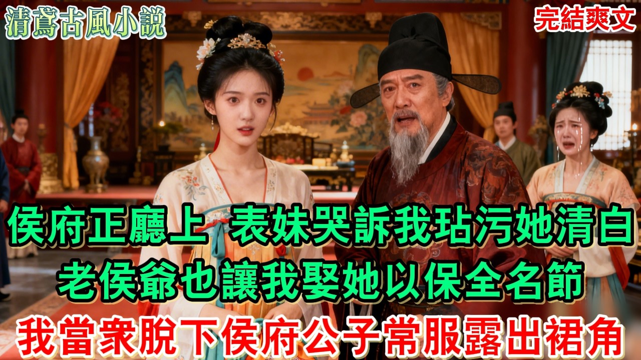 【完結爽文】 侯府正廳上，表妹哭訴我玷污她清白，老侯爺也讓我娶她以保全名節，我當衆脫下侯府公子常服露出裙角“爺爺，孫女扮男裝打理侯府，如何玷污她清白？”#小說#愛情#古言小說 #逆袭#爽文完結#大女主