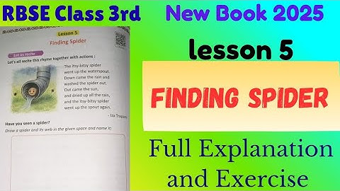 Class 3rd English RBSE Chp 5 Finding Spider |Full Explanation and Exercise