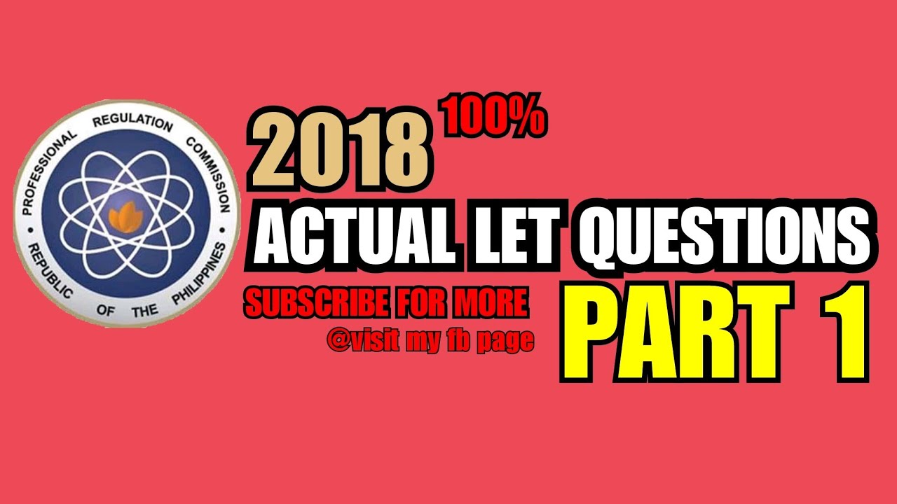 2018 ACTUAL PROF.ED LET QUESTIONS | PART 1