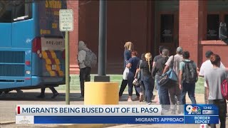 Buses leave El Paso Union Depot taking migrants to New York, Chicago, Denver