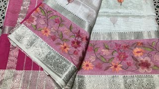 MANGALGIRI HANDLOOM SAREES || GAP BORDER EMBROIDERY SAREES