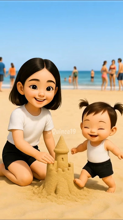 bermain ke pantai #pantai #anakpantai #ai #animasi #shortvideo #drama #anaklucu #animation #trending
