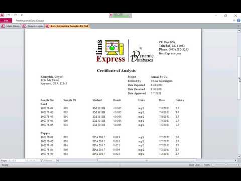 limsExpress Relationship Between a Login, Samples and Tests