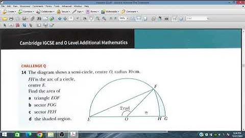 Ex 8.3, Area of a Circular Sector, Additional Mathematics 4037, IGCSE and O level
