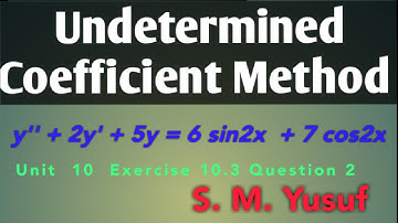 Method of Undetermined Coefficient  in  Hindi/Urdu  Unit 10 Ex 10.3 Question2 LECTURE 21