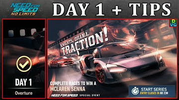NFS No Limits | Day 1 + TIPS - McLaren Senna | Knights, Drama, Traction! Event