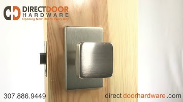 Emtek Square Knob with Modern Rectangular Rosette in Satin Nickel