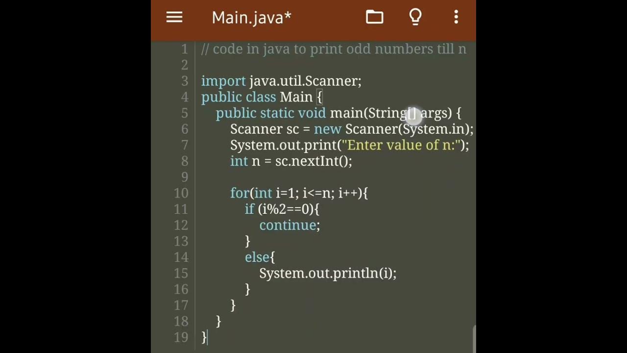 Code in java to print odd numbers till n - YouTube