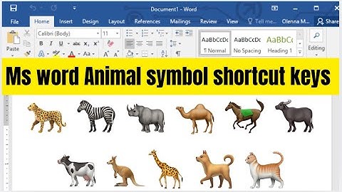 Ms Word Animals Symbol Shortcut Keys (हिन्दी)