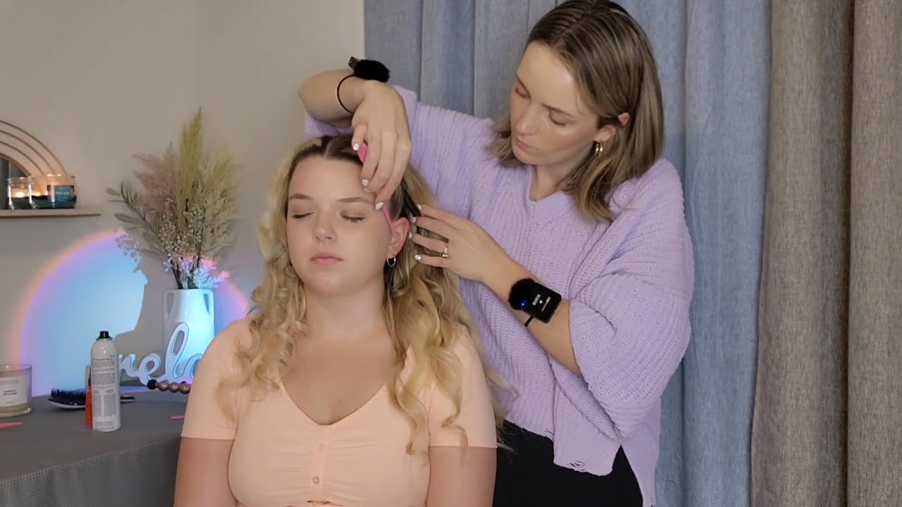 ASMR Perfectionist Curly Hair Up Do With Teasing & Hair Perfecting - Final Touches for SLEEP