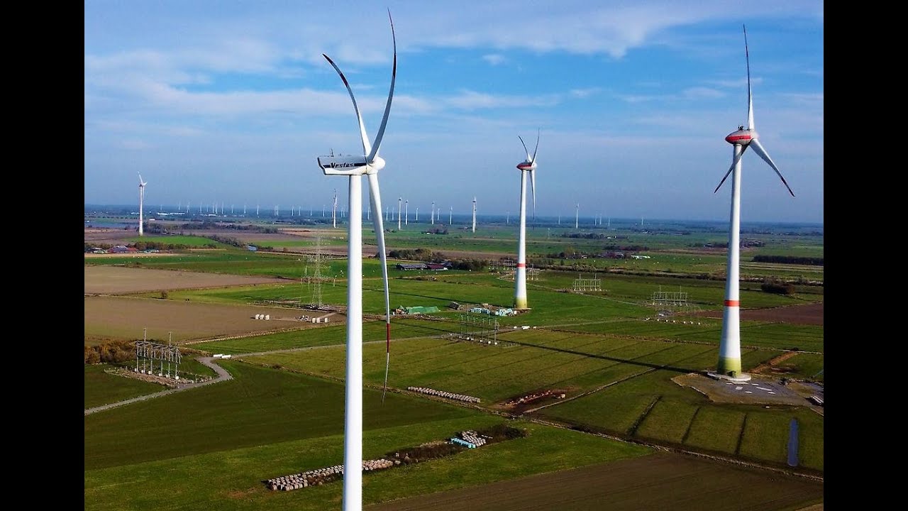 Ostfriesland Tour, wind farm Borssum, Vestas V100 prototype, Enercon E