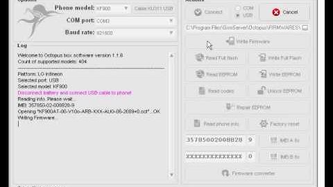 Write firmware and Read codes of LG KF900