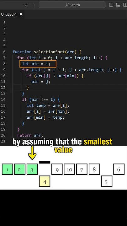 Selection sort explained. Step by step implementation in Javascript ...