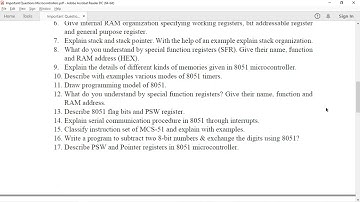 Microcontroller 8051 Important Questions (Long & Short) for AKTU External Exams KEE602