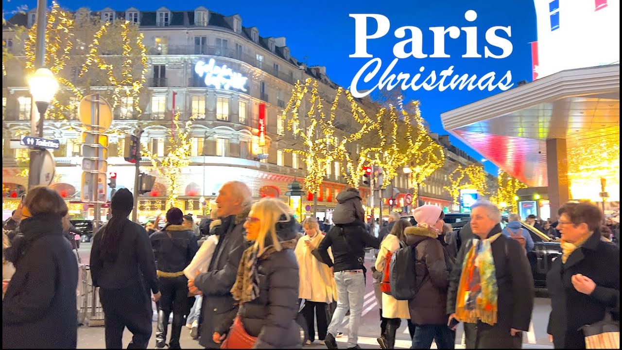 Paris France 🇫🇷 Christmas walking tour in Paris - Paris walk 4K HDR - HDR walk in Paris