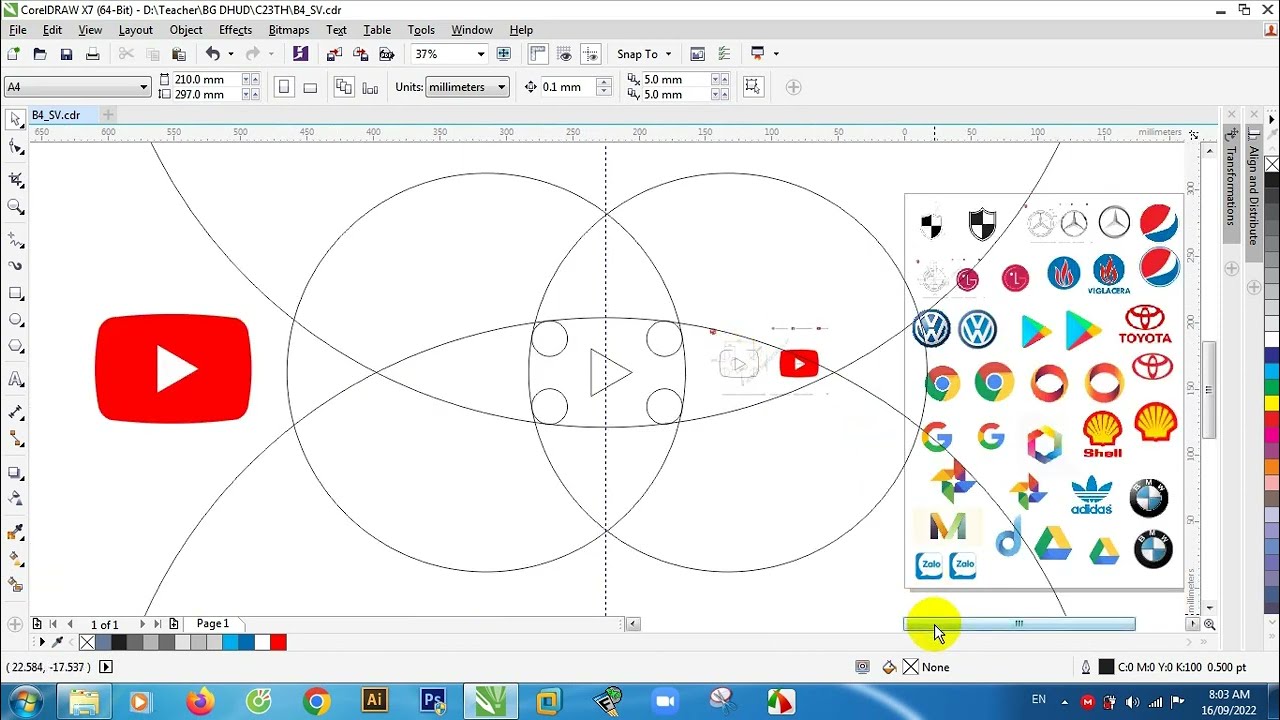 Hướng Dẫn Vẽ Logo Youtube Với Mô Tả Thông Số Kỹ Thuật Bằng Coreldraw X7