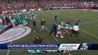 Dolphins Tagovailoa suffers concussion during TNF, released from UC Medical Center