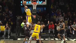 LeBron James welcoming back Anthony Davis with the first bucket