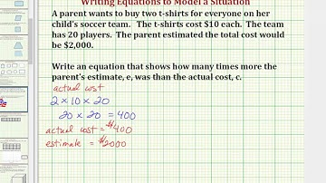 Write an Equation Showing a Relationship from a Word Problem (Common Core 5/6 Math Ex 4)