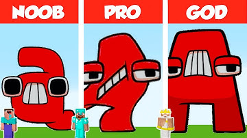 Minecraft NOOB vs PRO vs GOD Pixel Art: Alphabet Lore "A"