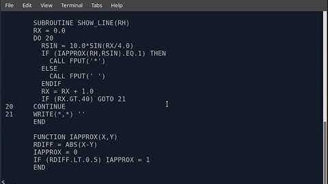 FORTRAN Program to draw a Sine Wave.