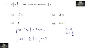 If |z-4/z|=2, then the maximum value of |z| is ? jee test series complex numbers