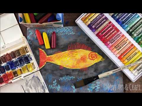 Paul Klee Fish - Oil Pastel & Watercolour Resist Tutorial