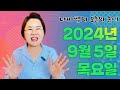 2024년 9월 5일 (목) 나비쌤의 오늘의 운세 🦋 종합운/연애운/금전운/행운의컬러/띠별운세/타로카드/사주팔자/주역타로