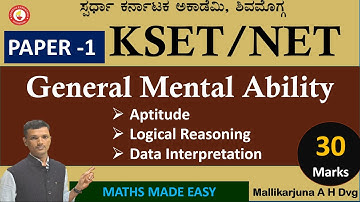 KSET-2025|Paper-1|Data interpretation, Aptitude & Reasoning Questions Analysis by Mallikarjun AH 