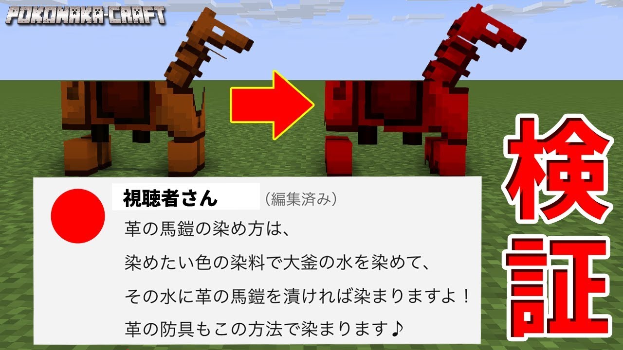 マインクラフト 検証 大釜の水を染めてそこに革の馬鎧をつけたら染まるのか 統合版 ぽこなかくら 66 Youtube