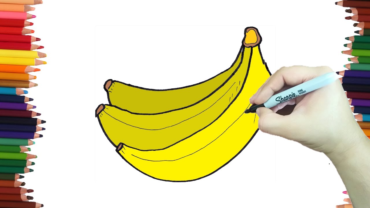 Como dibujar BANANOS o PLATANOS paso a paso y MUY FACIL - Dibujos para  Colorear - thptnganamst.edu.vn