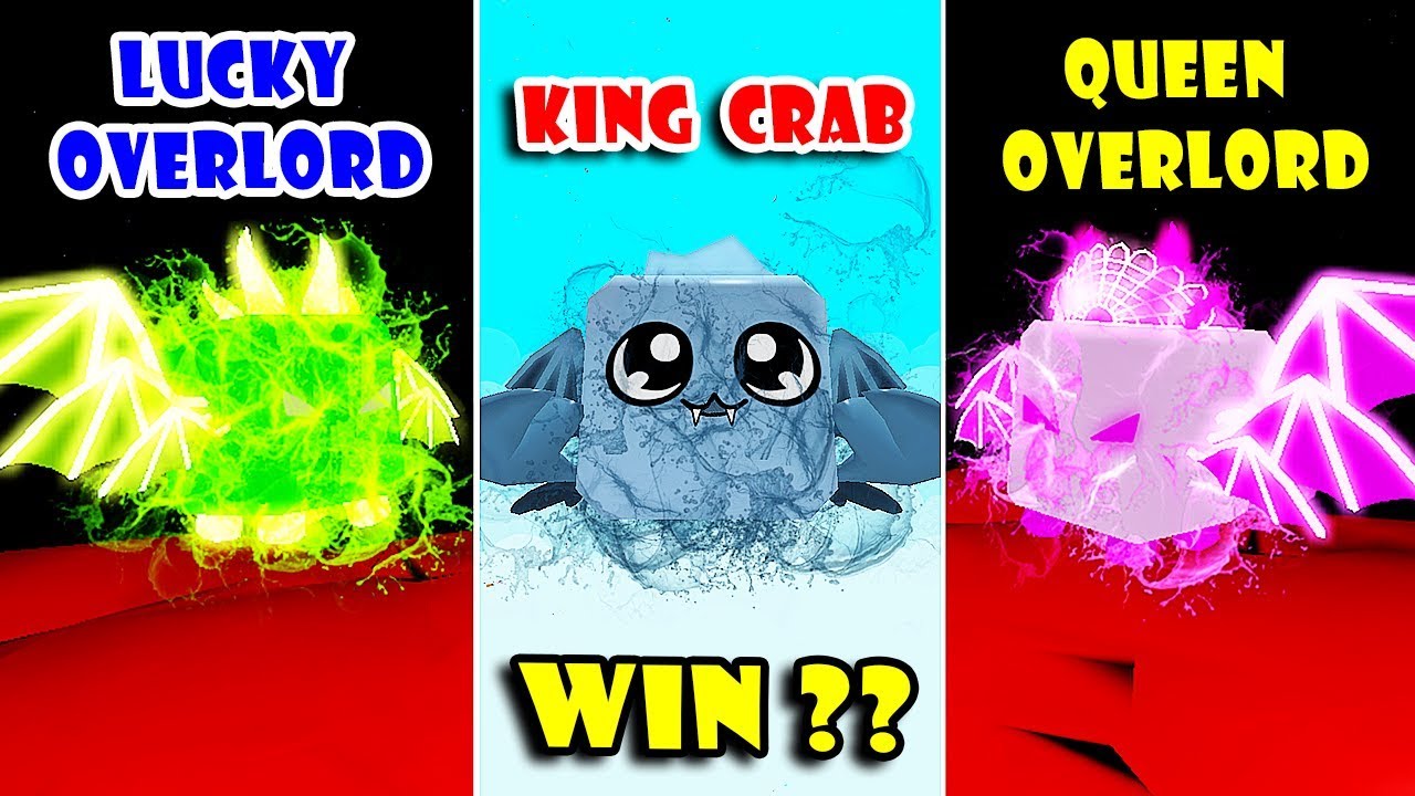 King Crab Vs Queen Overlord Vs Lucky Overlord Pets Battle In Bubble Gum Simulator Roblox - king crab roblox