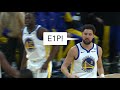 Explain one play klay thompson gaggle action with steph curry and kuminga vs jazz