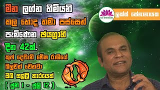 මීන ලග්න හිමියනි: කල හොද තමා පස්සෙන් පැමිණෙන ඡයග්‍රාහි දින 42ක්. කුඡ ඔබව ධනවත් කරනවා