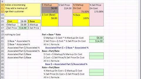 Excel 2010 Business Math 68: Markup On Cost